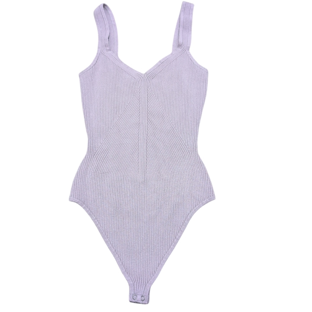 Abercrombie & Fitch Ribbed Bodysuit Taupe Purple Brown Size Small Thong - Picture 2 of 8